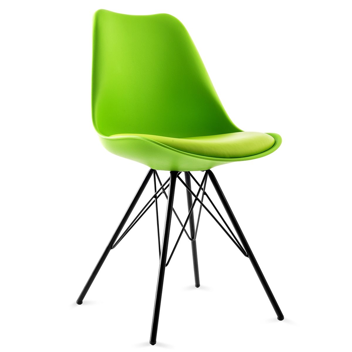 Set of Plastic Eames Replica Chairs with Cushion SeatGreen Crazy Sales