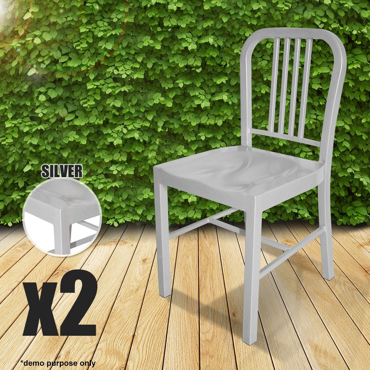 Set of Metal Navy Dining ChairsSilver Crazy Sales