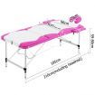 Portable Aluminium 3 Fold Massage Table Chair Bed - White Pink 75cm
