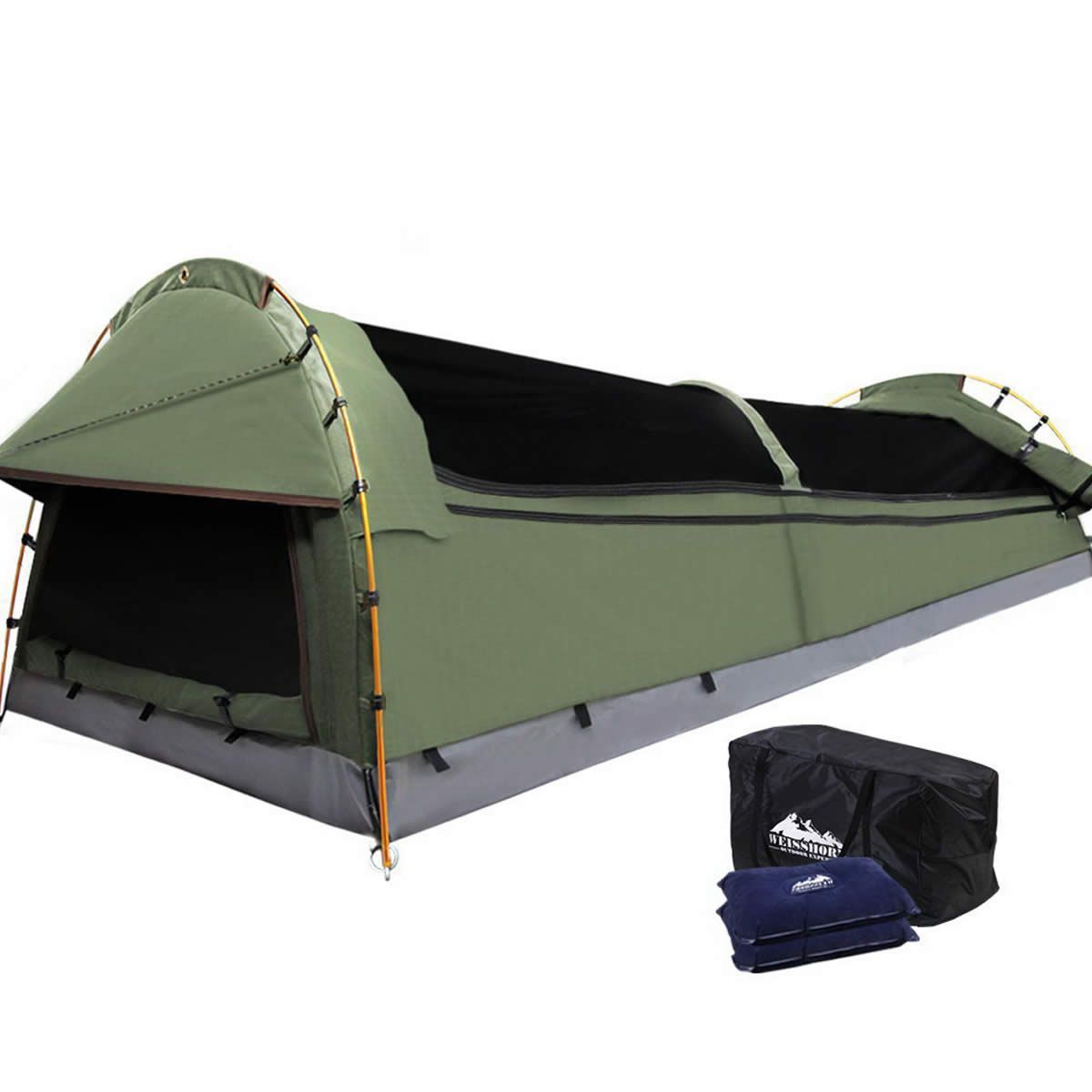 Double Camping Canvas Swag Tent Celadon with Air Pillow